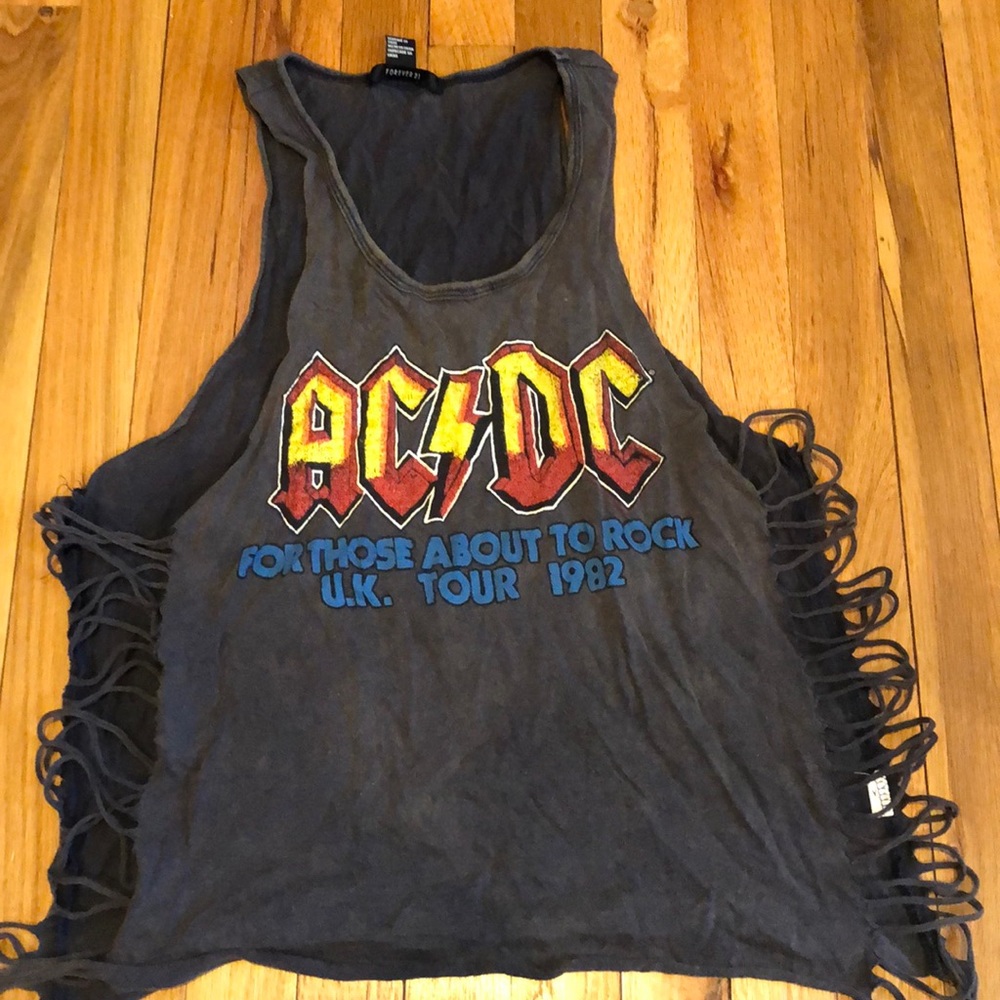 flowy ripped ACDC top